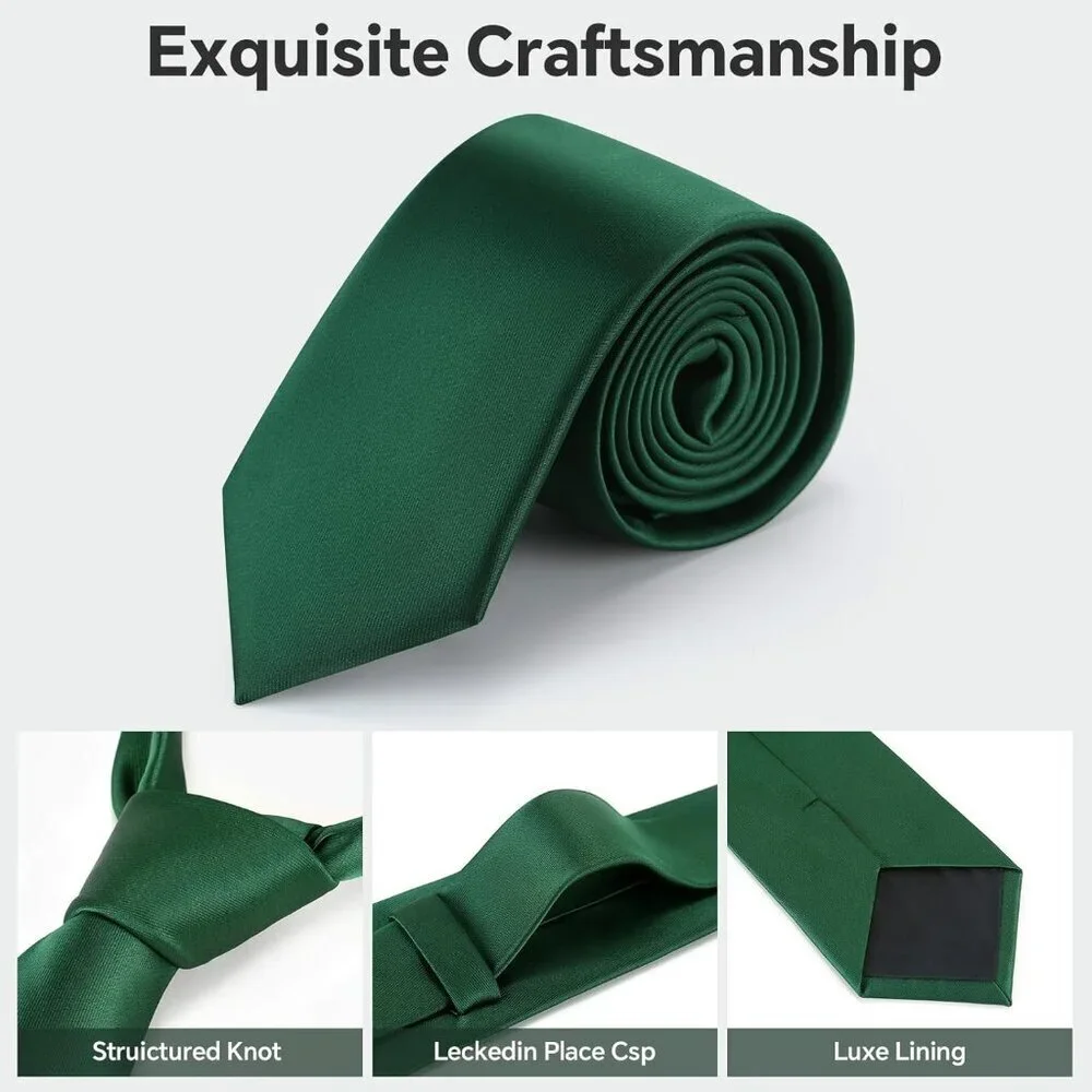Men's Green Solid Pure Color Formal 3.15